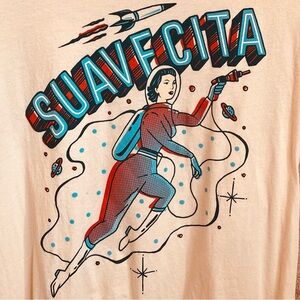 Suavecita Graphic astronaut sci-Fi space Short Sleeve Tee - Cream
